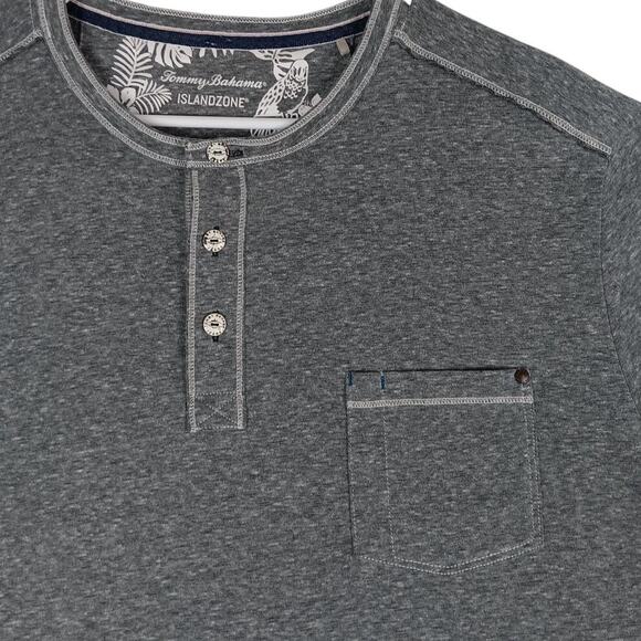 Tommy Bahama Island Zone Henley Shirt Men's Large Gray Performance Casual - Picture 1 of 11